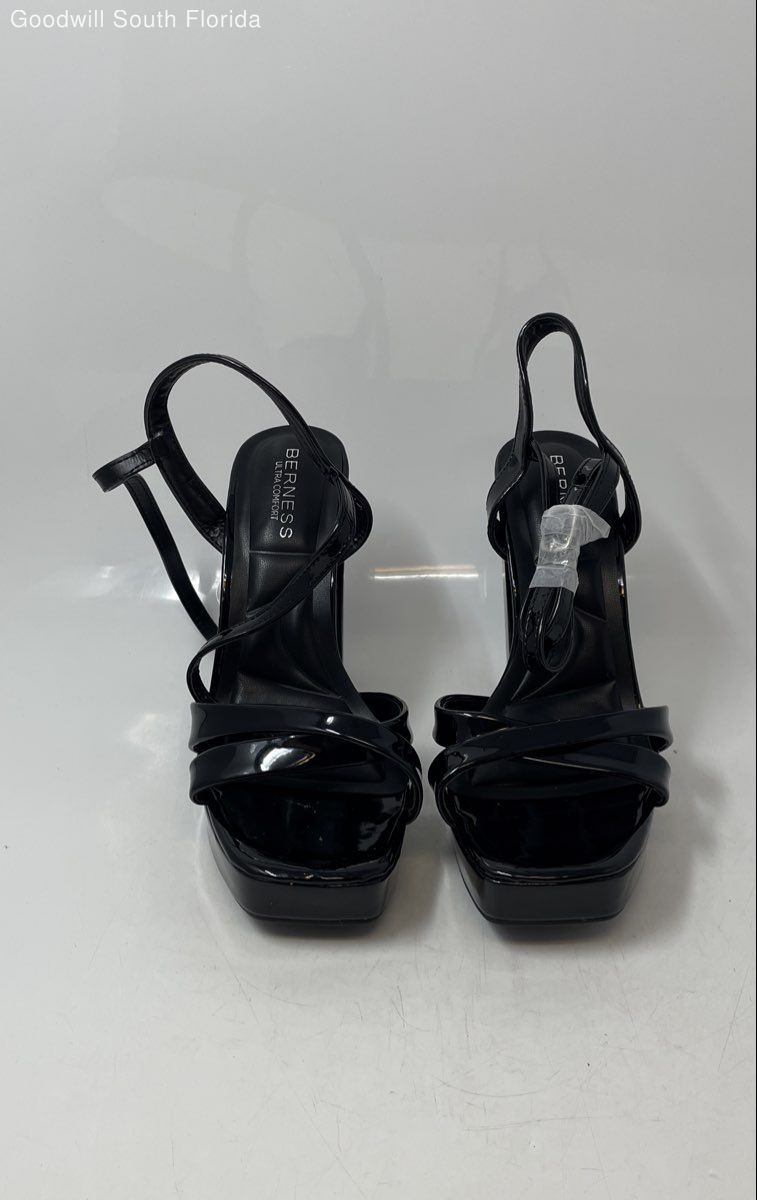 Berness Womens Hope Black Crisscross Strap Block Heel Platform Sandals Size 7