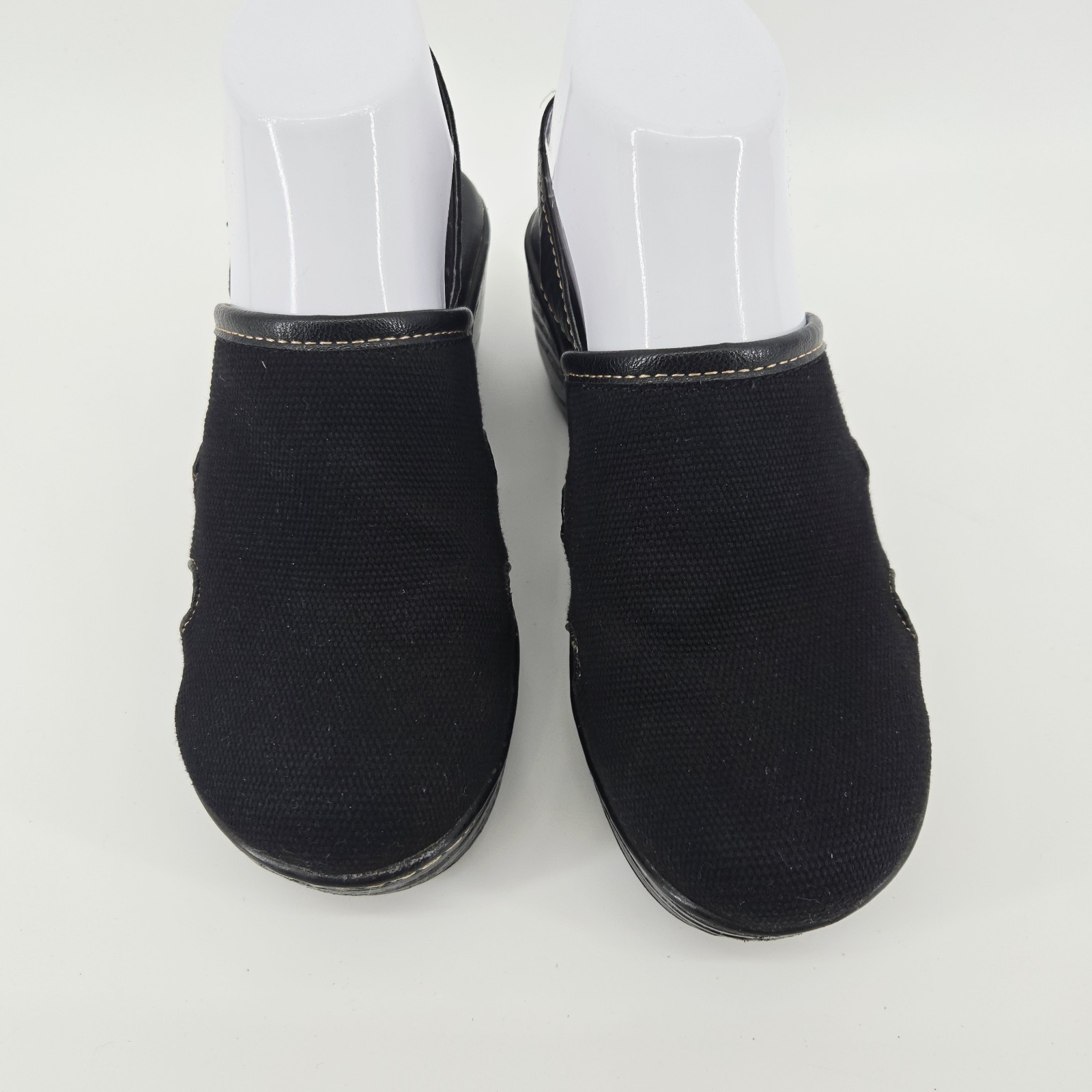 BOC Womens Clogs 7M Black Canvas Slingback Chunky Heels Platform Y2K Style