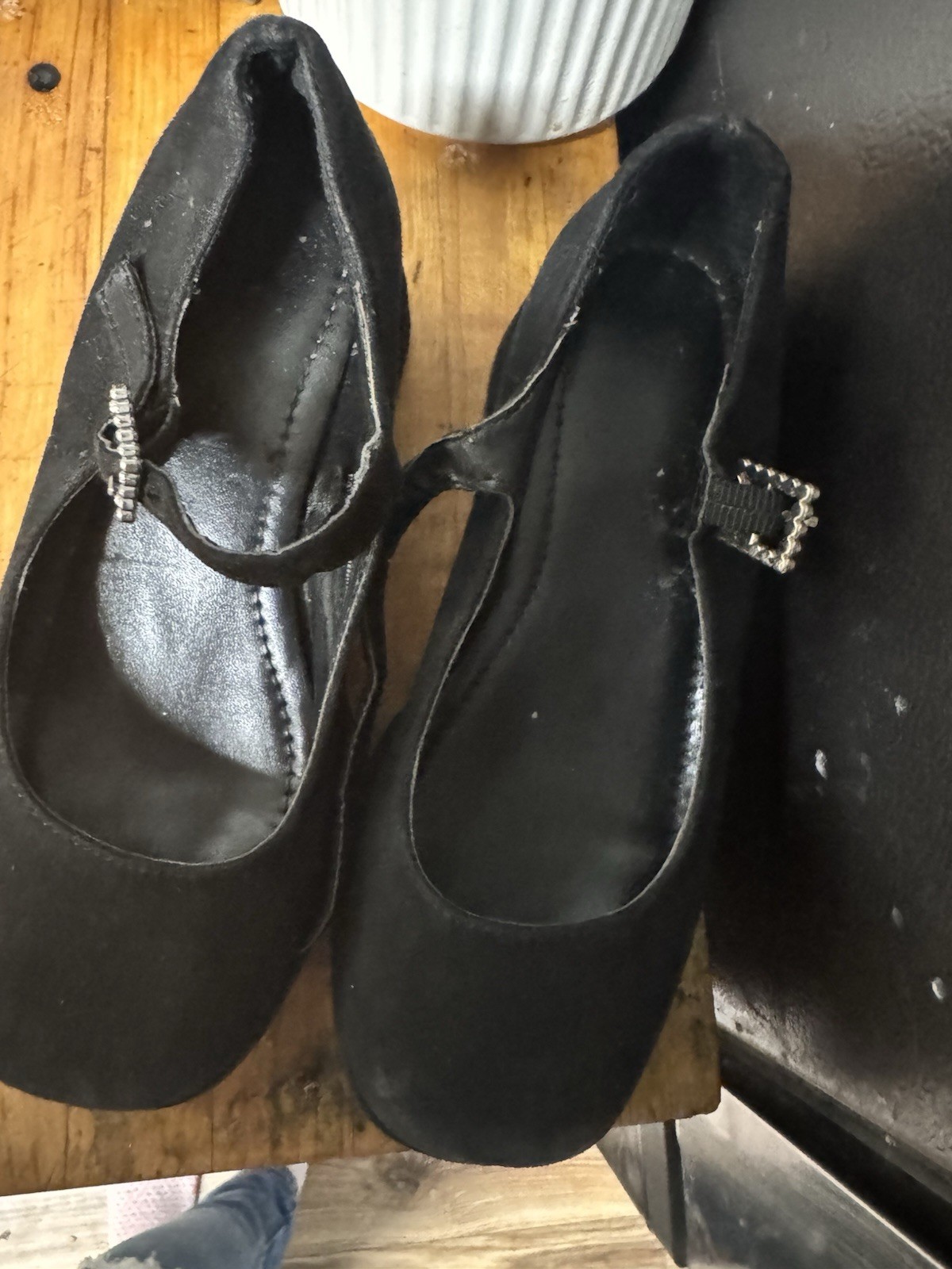 Steve Madden Women’s Black Mary Jane Flats Round Toe Fabric Buckle Straps 13