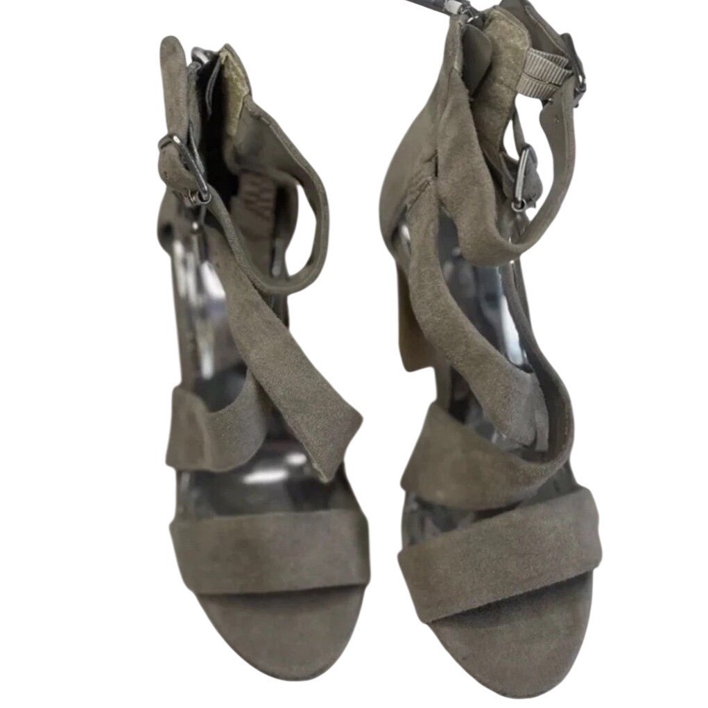 Carlos By Carlos Santana Taupe Suede Strappy Heel Buckle Ankle Size 6