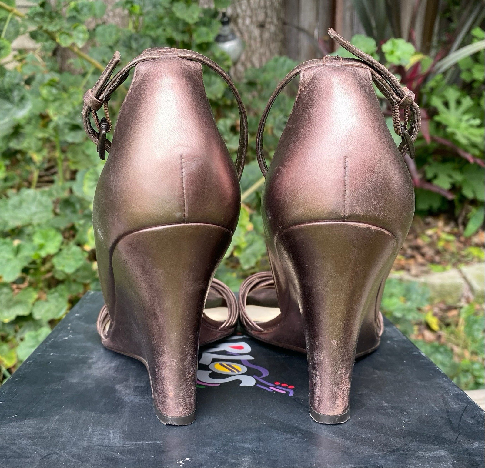 Carlos By Carlos Santana Strappy Brazen Bronze Leather Heels Brazil Women’s 8.5