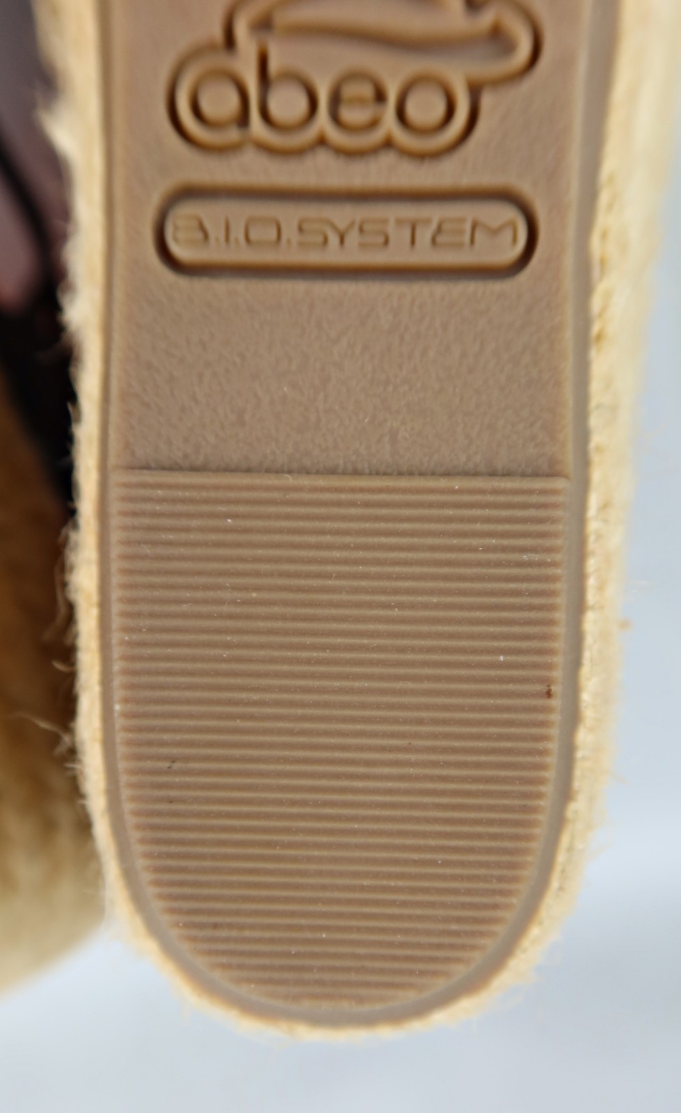 ABEO Delano Espadrille Wedge Peep Toe Sandal Sz 9 Neutral Navy Blue