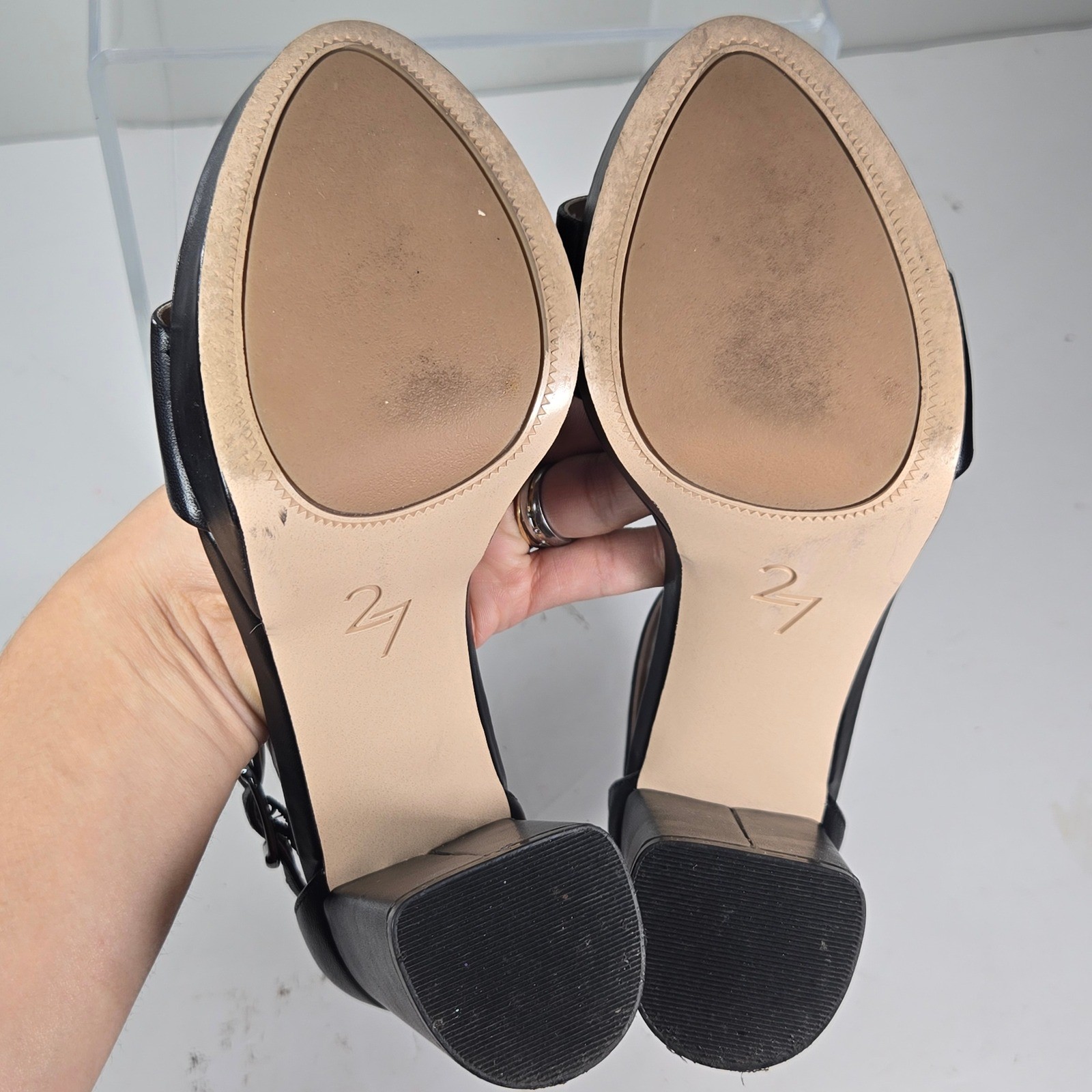 27 Edit Naturalizer Briar Black Leather Platform Block Heel Sandals Womens 6M