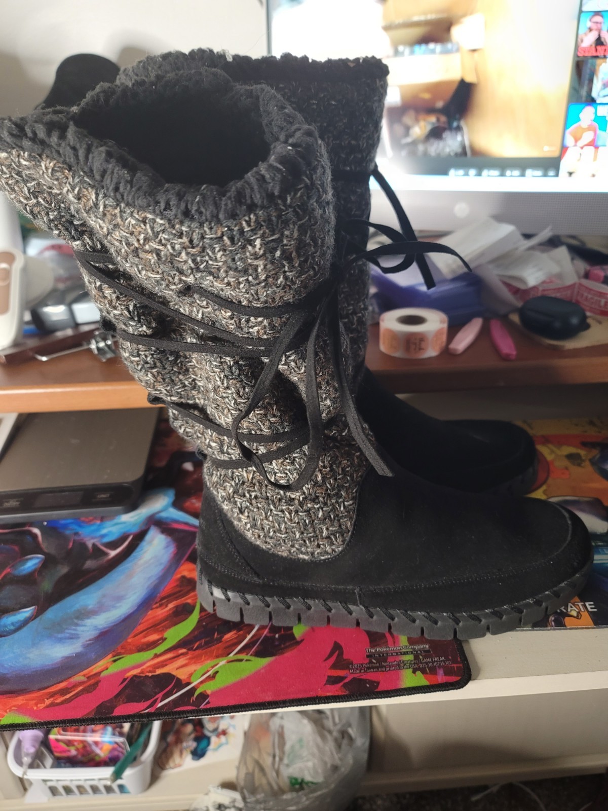 Muk Luks Winter Snow Boots Womens 10 Flexi New York Black Round Toe Faux Fur