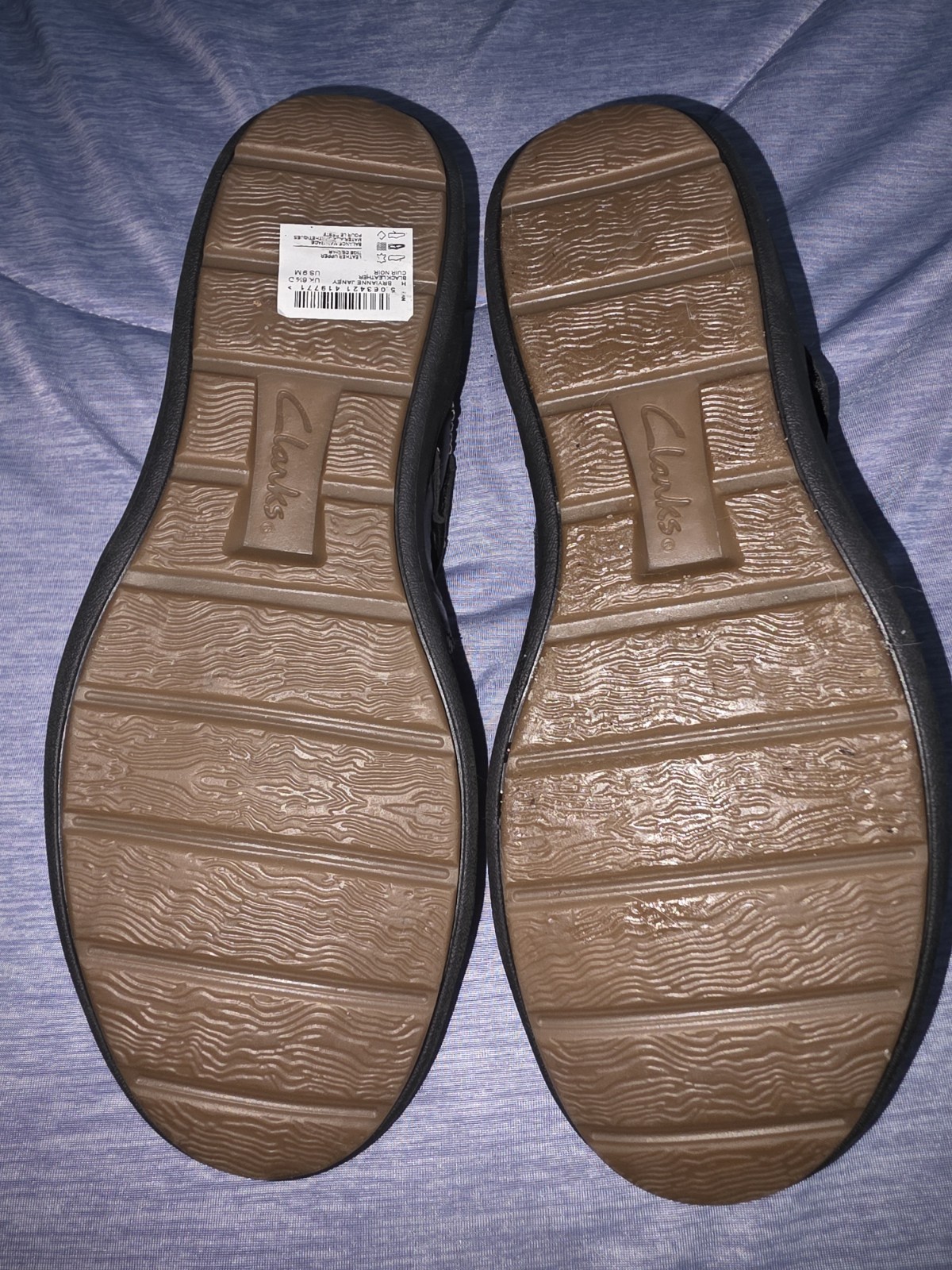 Clarks Collection Black Leather Carly Jane Mary Janes Shoes Women Size 9.5 Wide