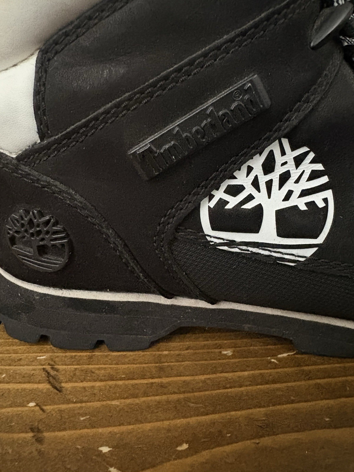 Timberland Euro Sprint Mid Hiker Boots For Women Black White Size 7.5