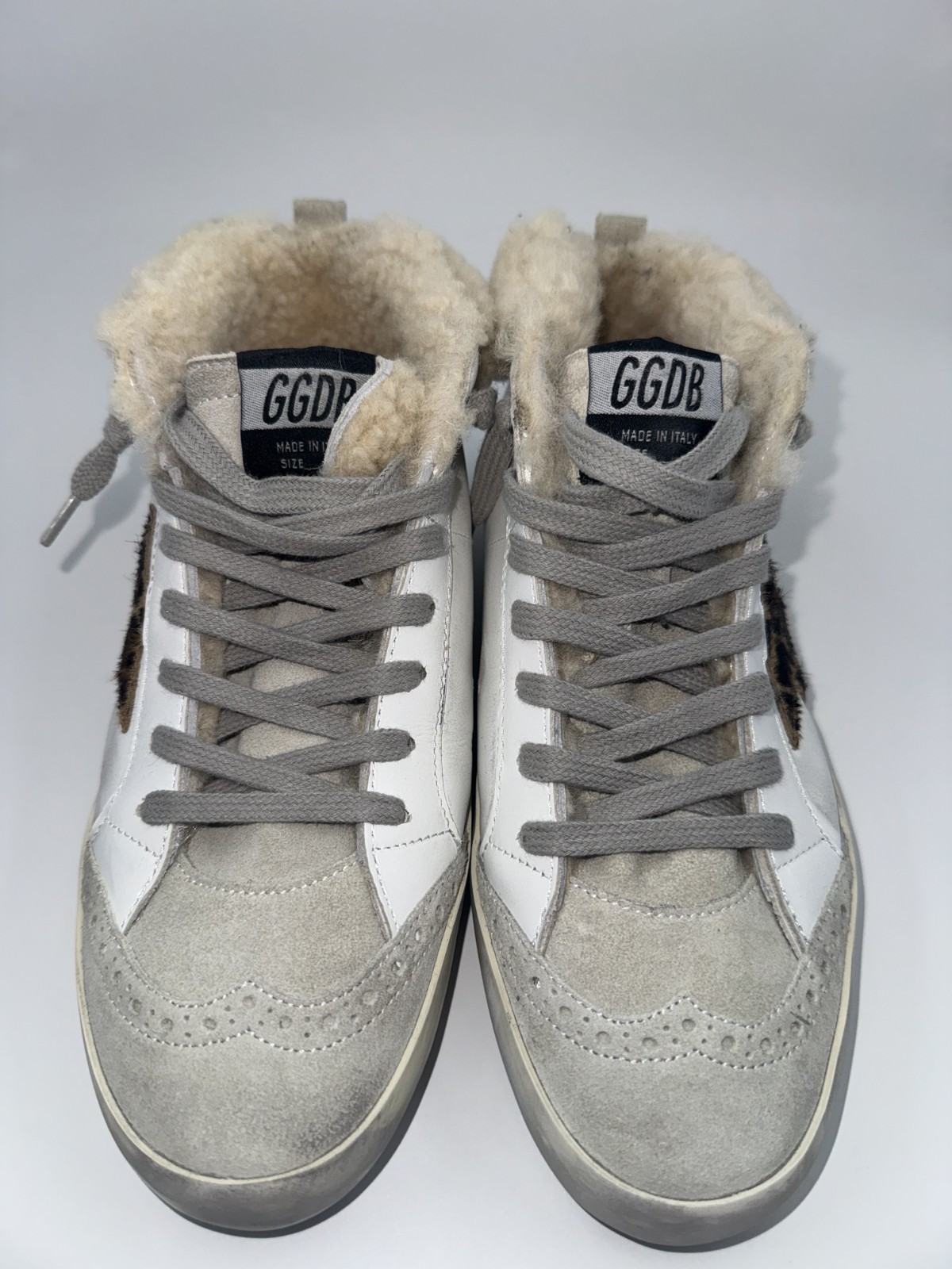 Golden Goose Mid Star Double Quarter Shearling Leather Sneakers EU38 US8 $750