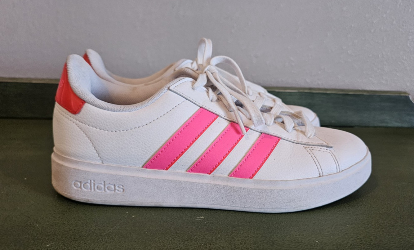 Adidas Originals Grand Court 2.0 Women’s White Lucid Pink Bright Red Sneakers 8