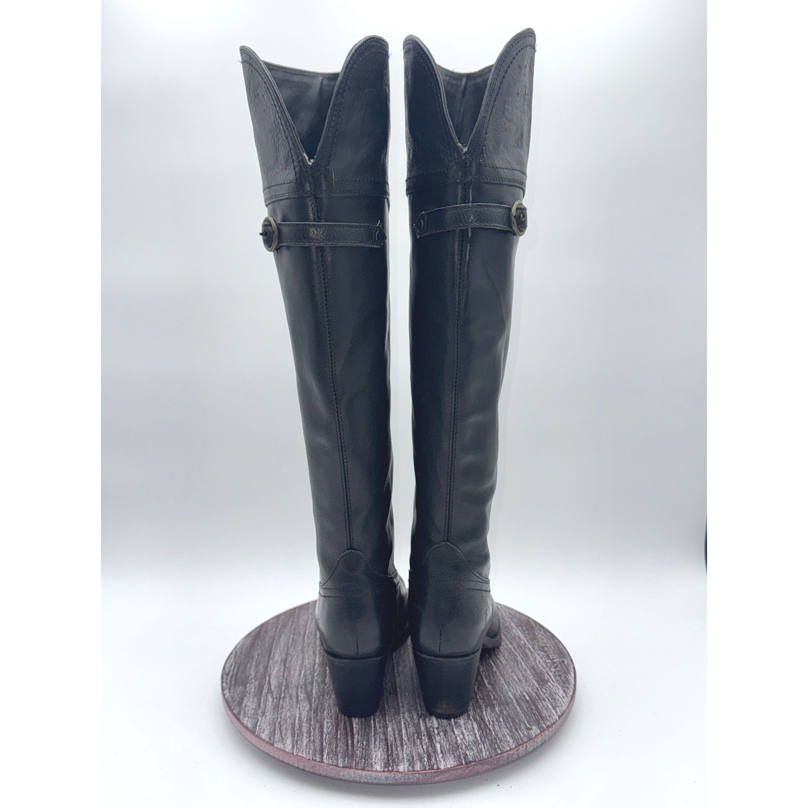 Frye Boots Womens 7.5 B Jane Tall Genuine Leather Buckle Riding Classic Black