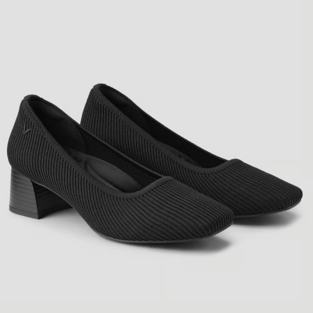 Vivaia Melody Pro Square-Toe Almond Knit Chunky Heel