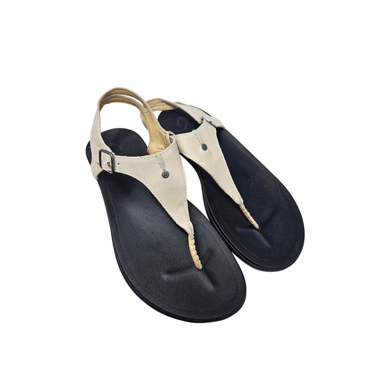 OLUKAI Eheu Sandals 10 White T Strap Comfort Gorpcore Casual Beach Pool Outdoor