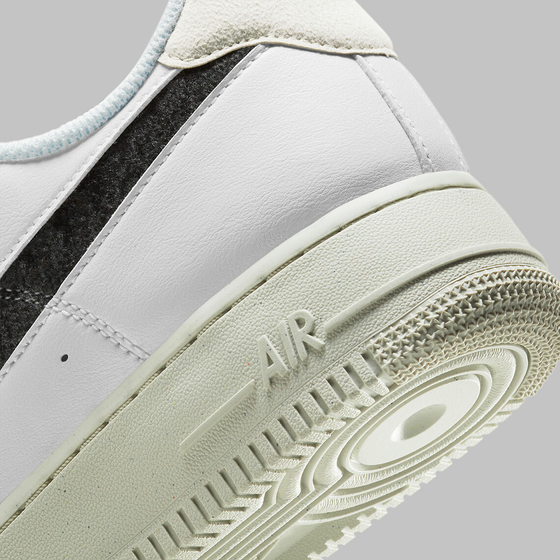 Women Nike Air Force 1 Low Recycled Wool White Bone Grey Black DA6682-100 sz 9.5