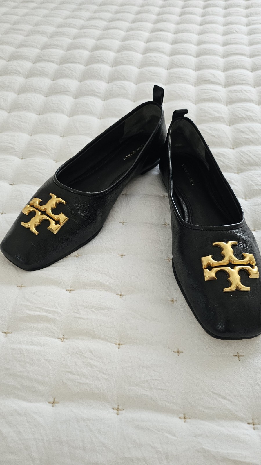 Tory Burch Eleanor Ballet Flat Black Leather Women’s 8.5