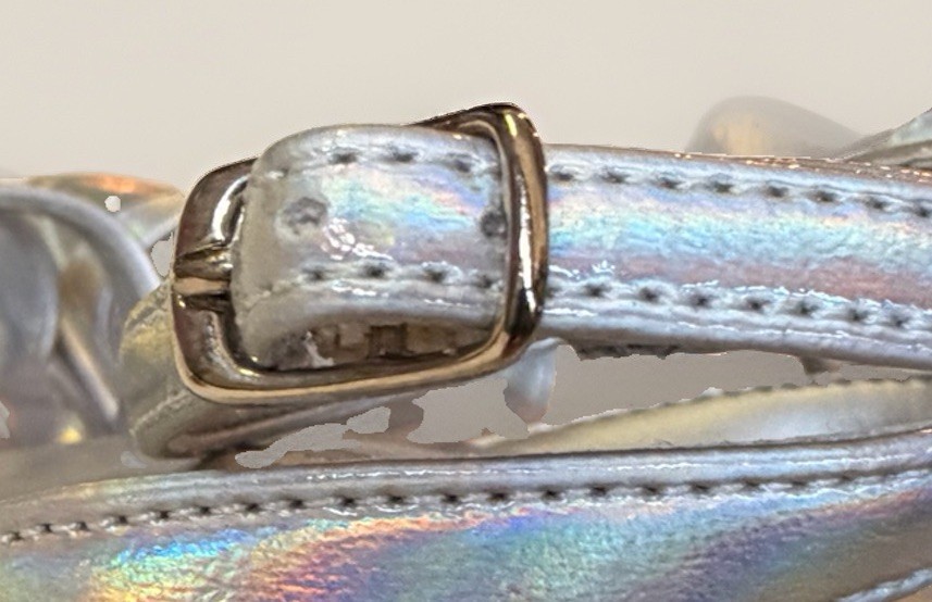 Womens Silver Holographic Platform Block Heel Ankle Strap Square Toe Sandals