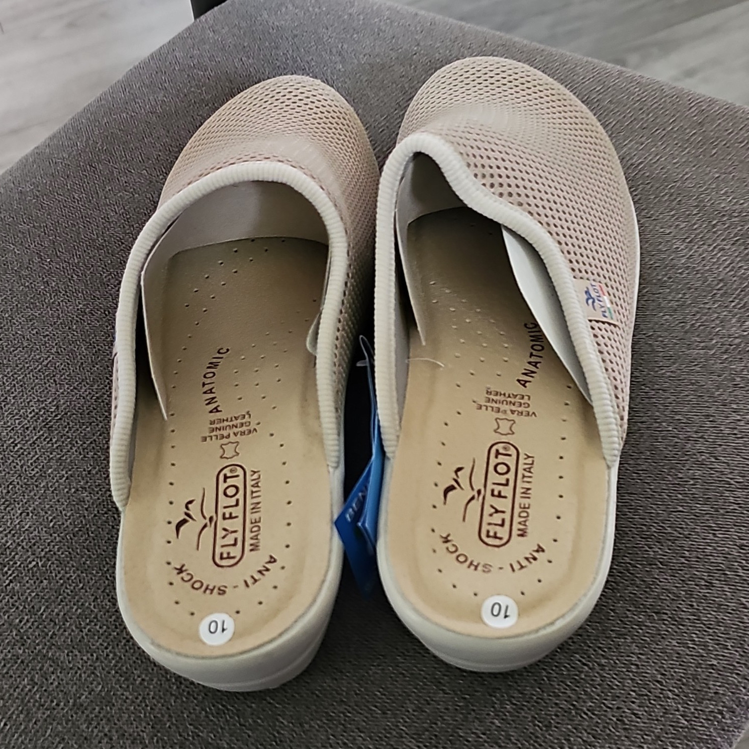 Fly Flot Women’s Beige Mesh Slip-On Flats Breathable Comfort Leather US 10