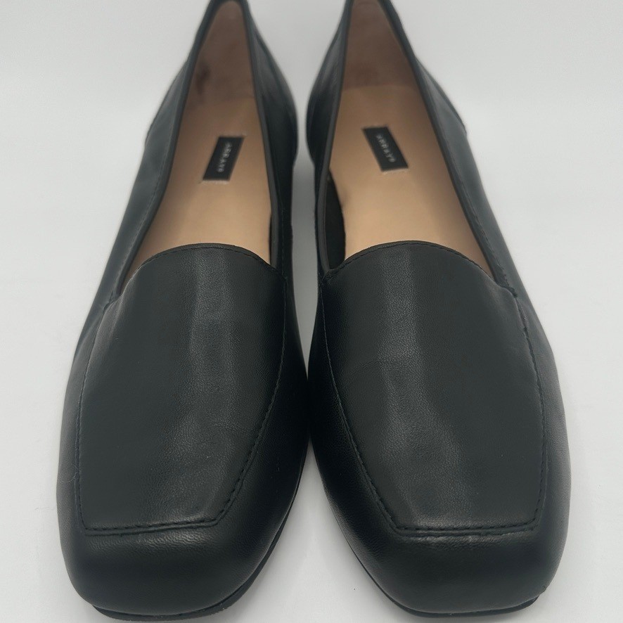 Array Black Leather Loafers Size 10N Narrow Slip On Flats