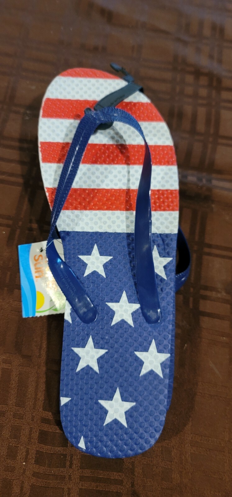 Tropic Sun Flip Flops American Flag Patriotic USA Slides Womens size 9/10 NWT
