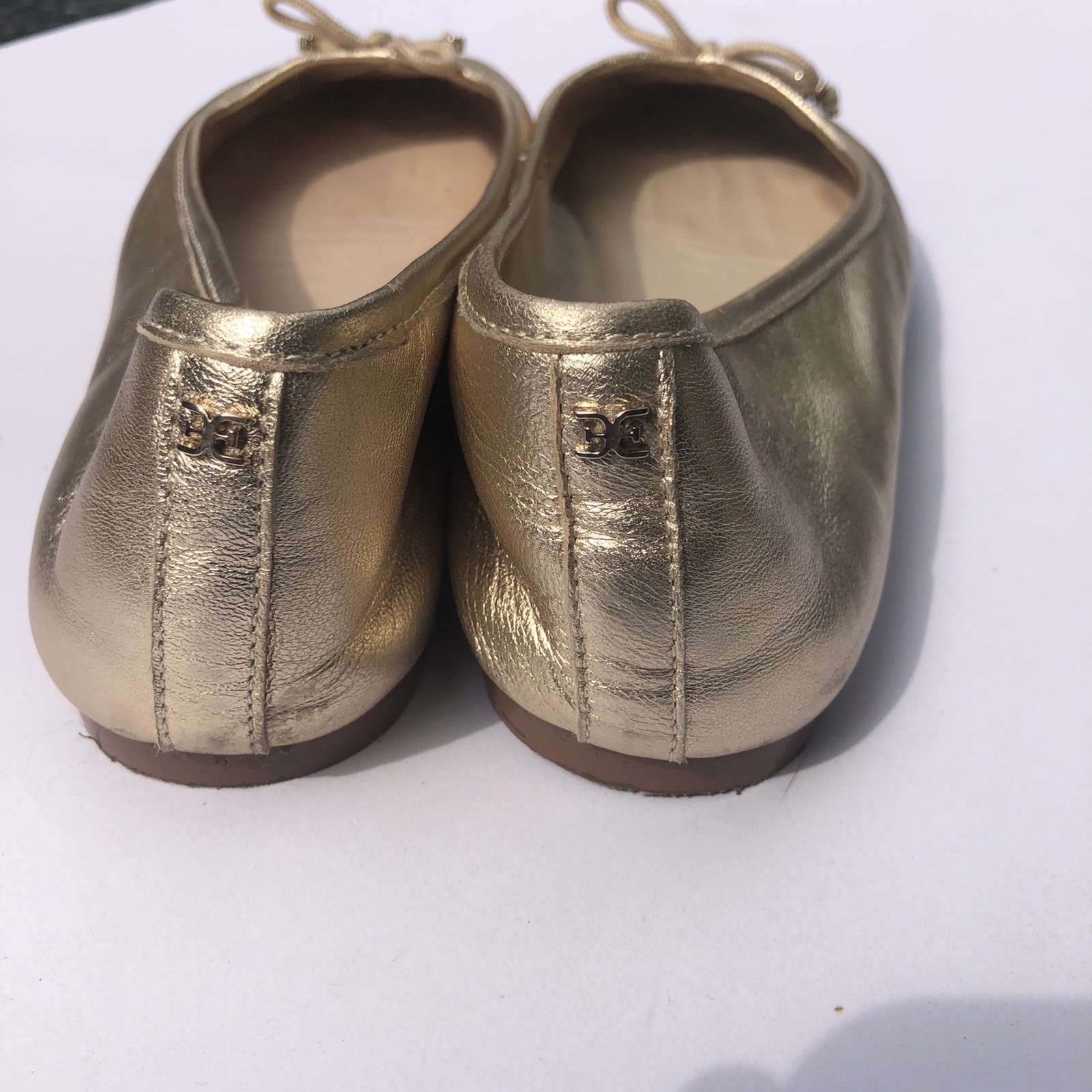 Sam Edelman Felicia Luxe Ballet Flats Shoes Gold Metallic Leather Sz 7.5