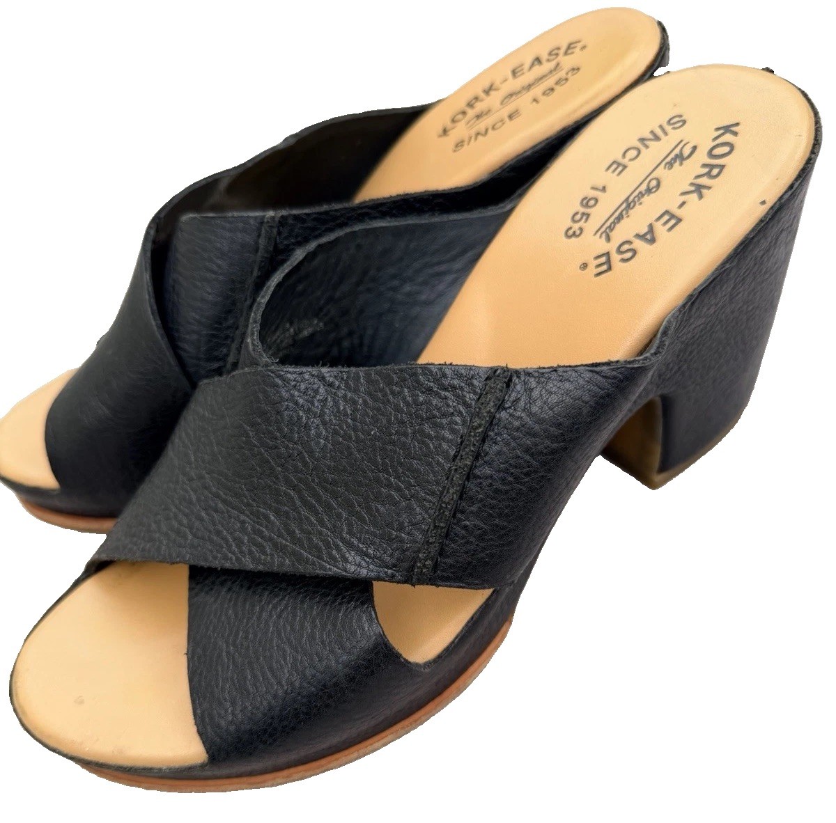 * $200 KORK-EASE womens Stowe Sandals Sz 9 M Leather Black Excellent!