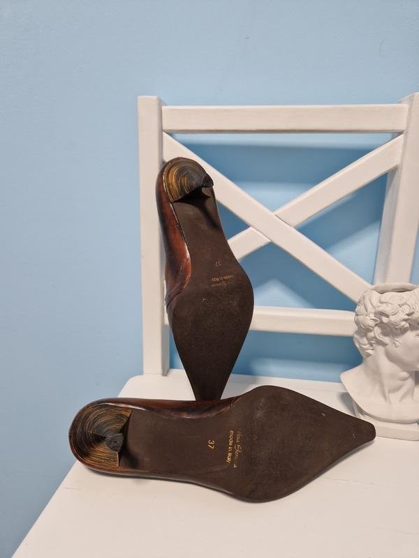 Women Navyboot Heels Brown Leather 37 #B9OI