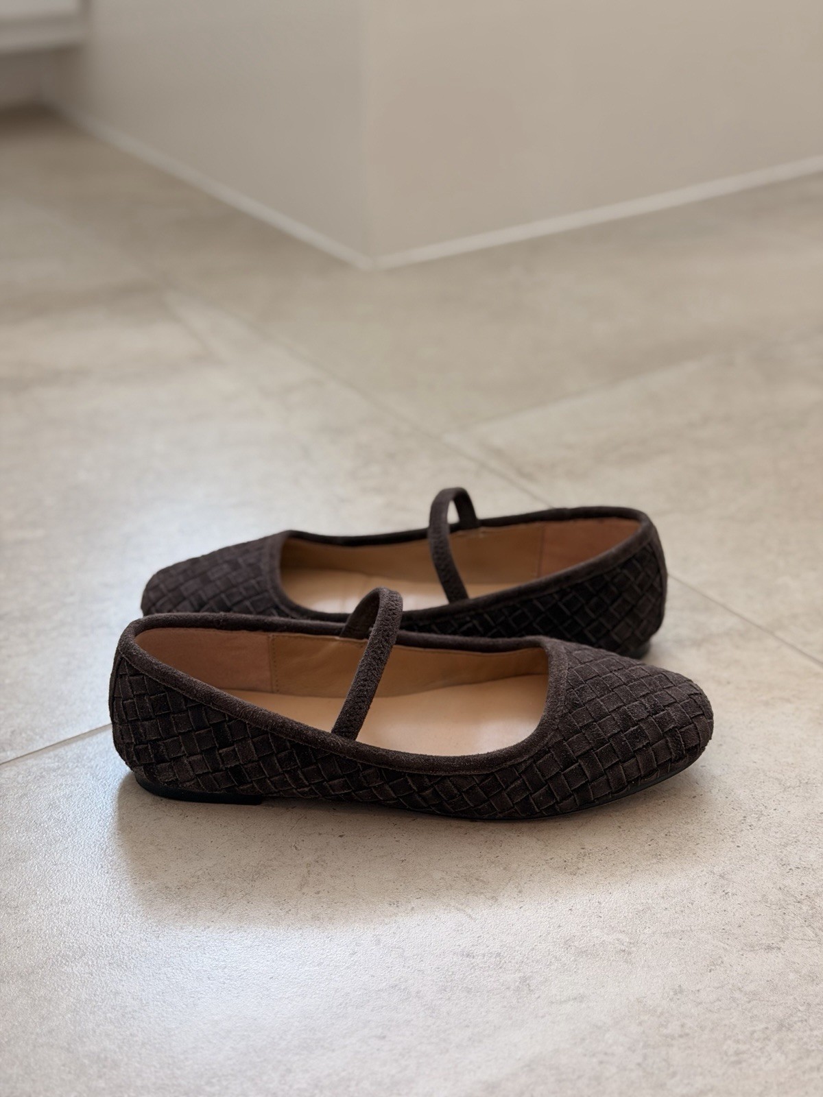 Madewell The Greta Ballet Flats Dark Roast Brown Woven Suede Size 7