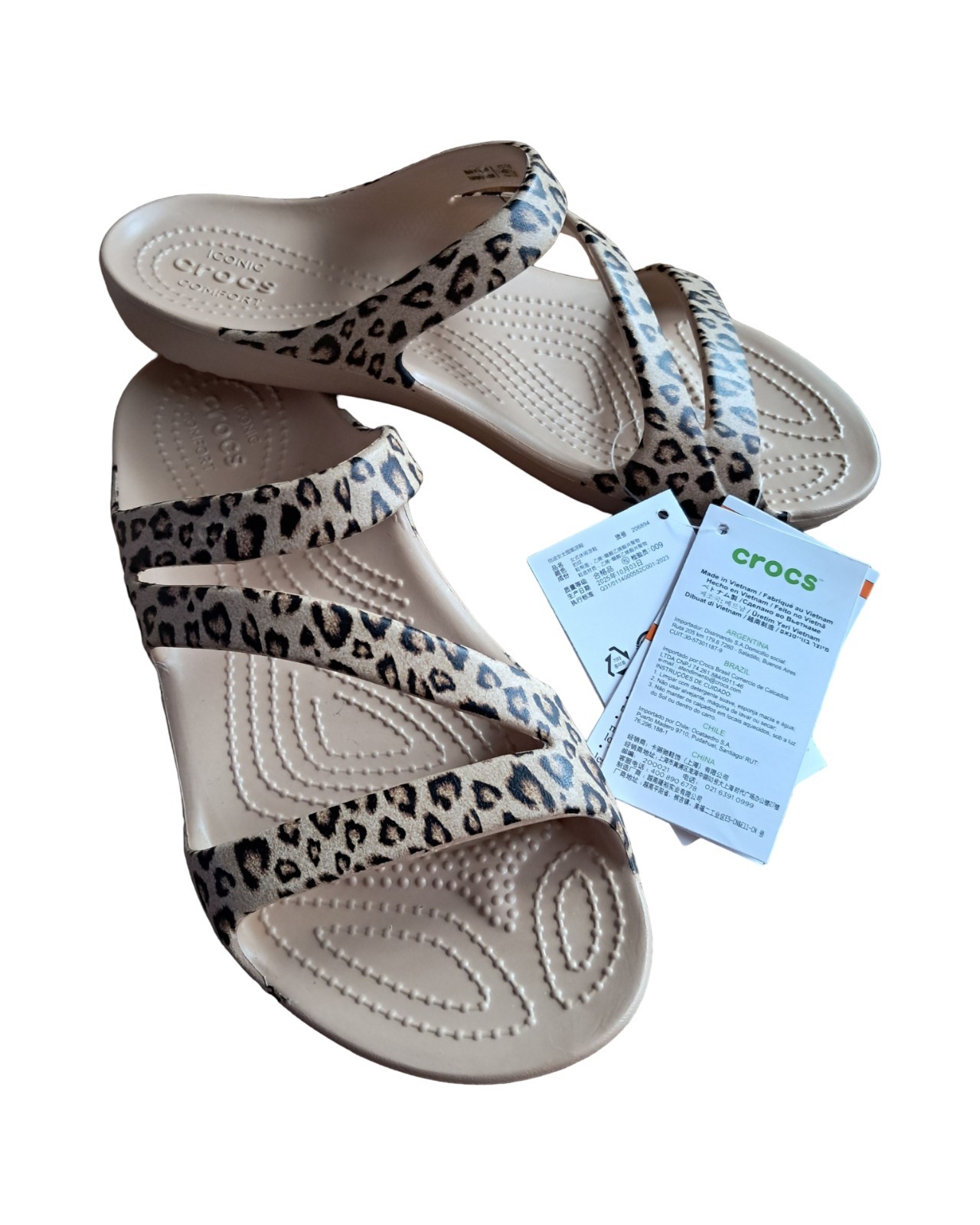 CROCS Kadee II Leopard Slip on Women Sandals 206894-90L New With Tags