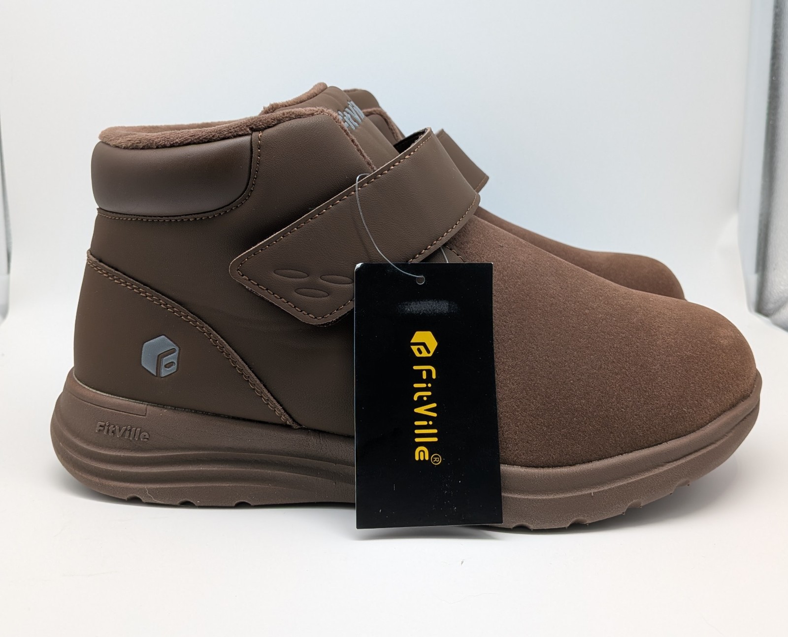 Fitville Diabetic Comfort Boots Brown CozyCore Support Shoes Women’s 10EW