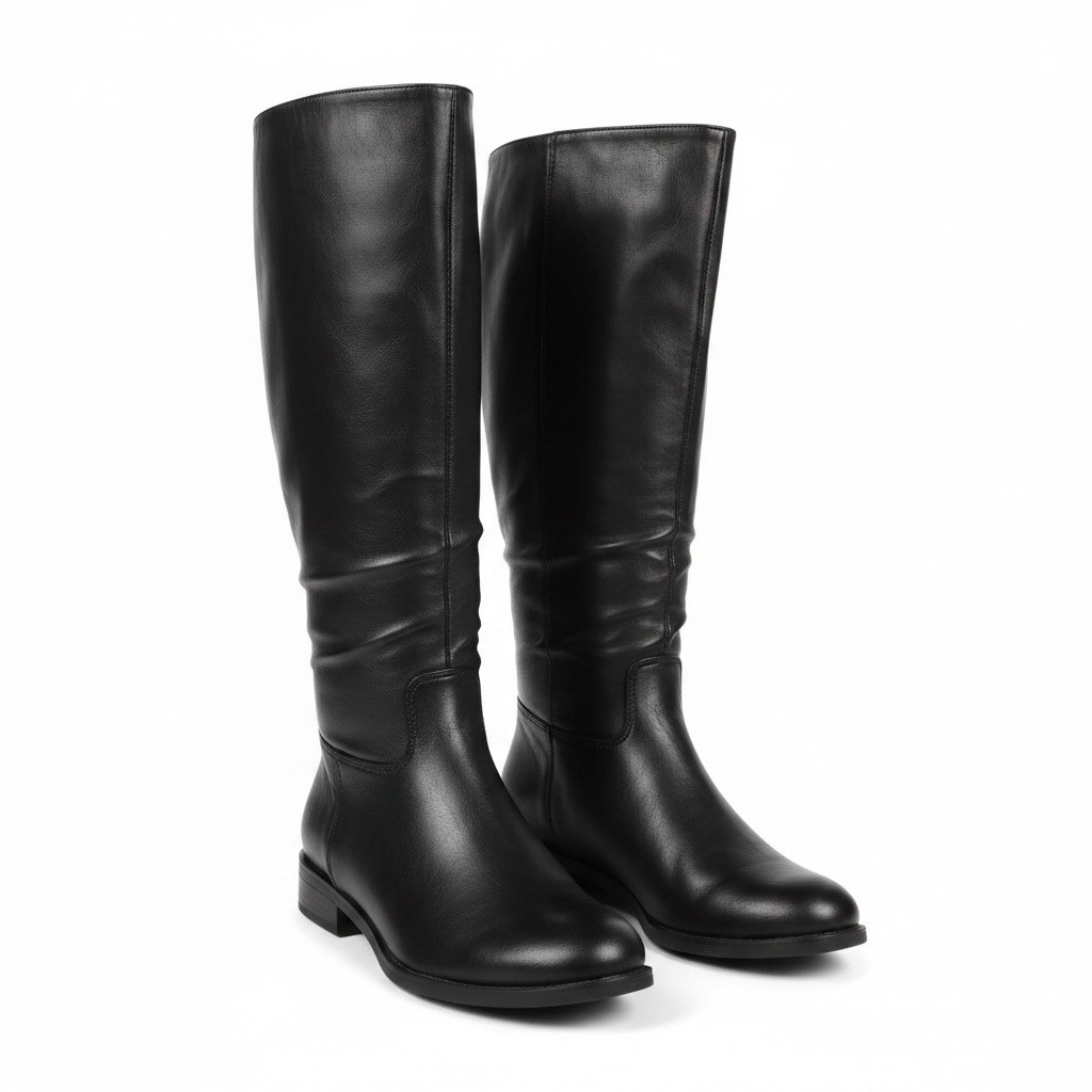 LL BEAN Tall Black Leather Flannel Lined Winter Boots 7.5 Warm! 90816