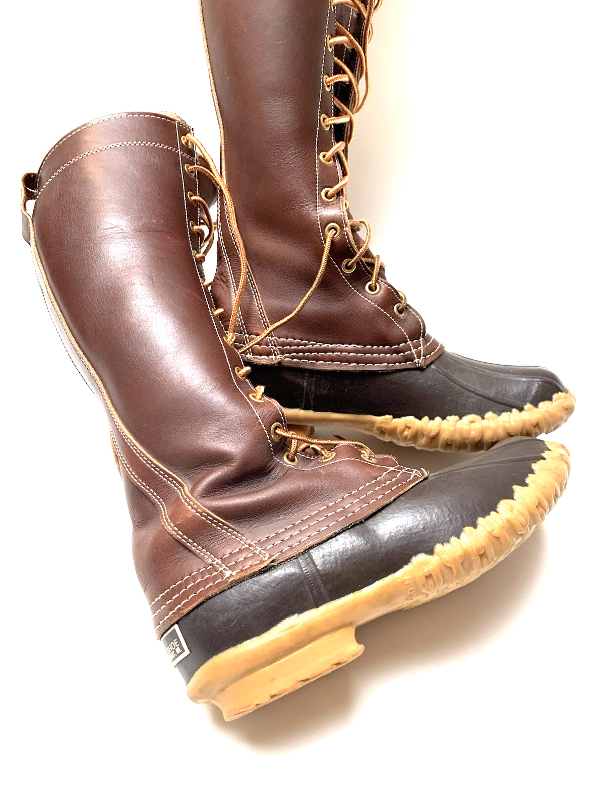 Women’s Size 5 Medium L L BEAN Maine Hunting Boots TALL LACE UP 16″ – NICE !