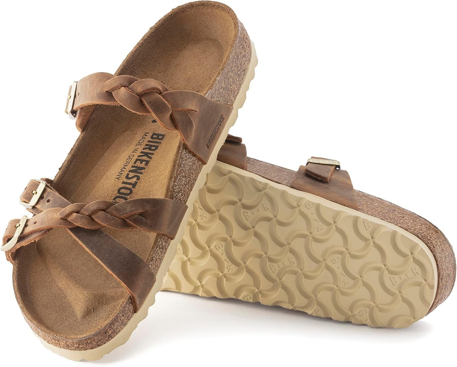 Birkenstock Women’s Franca Braided Oiled Leather Sandals, Cognac, EU 37/US 6-6.5