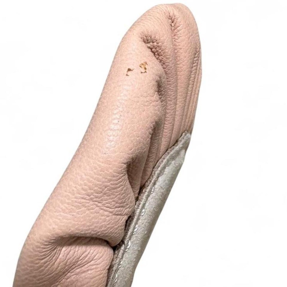 Pink leather split sole ballet slippers with criss cross elastic straps Size 7