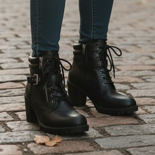 Torrid Womens Black Faux Leather Lace Up Block Heel Combat Ankle Boots 10WW