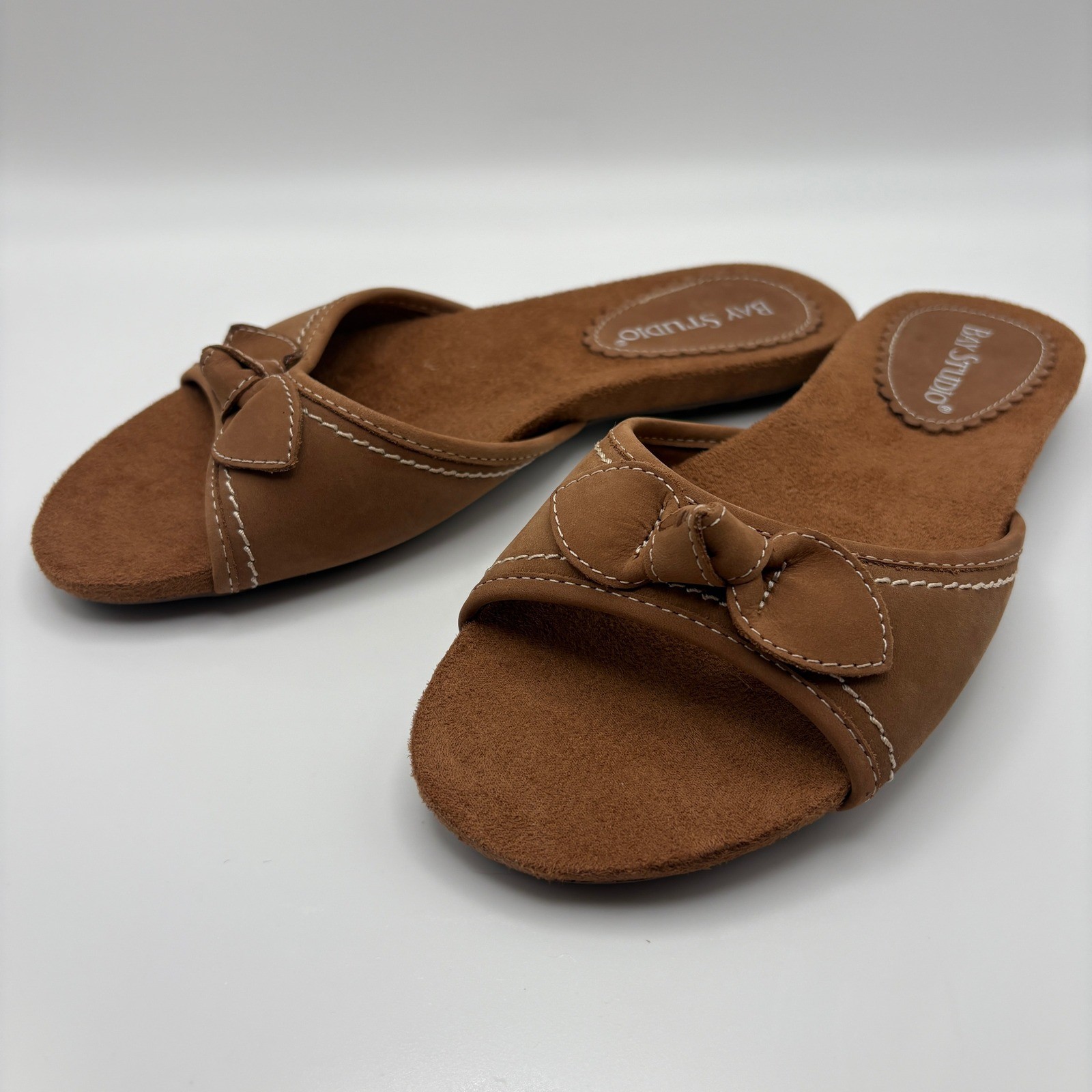 Bay Studio Jaden Womens Brown 100% Leather Slide Sandals Size 7M NWT