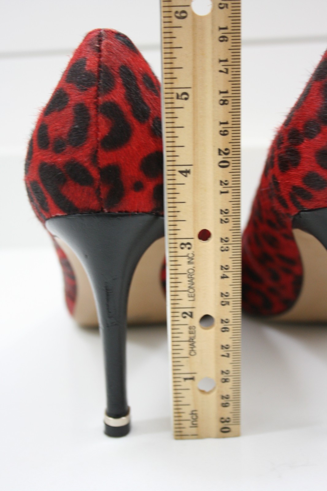Katherine Kelly REESE Red Leopard Print Calf Hair Pointed toe Leather Pumps sz 8