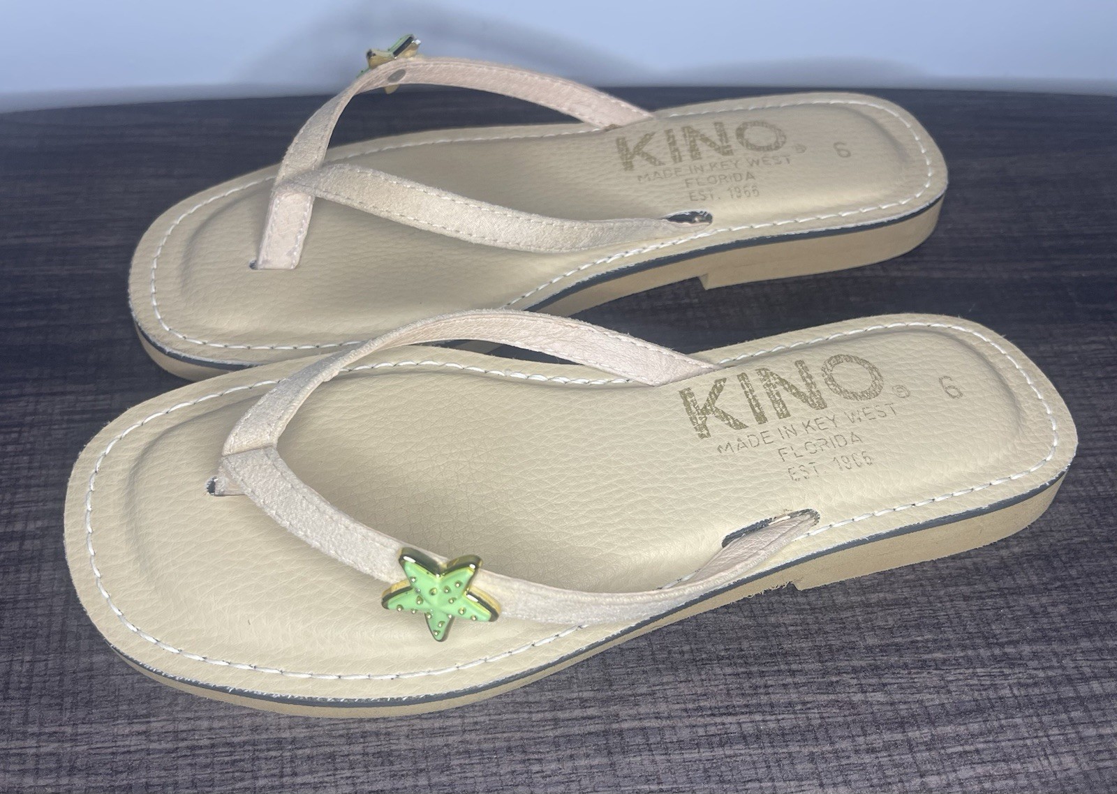 Kino Women’s Leather Sandals Key West Size 6 Beige Color