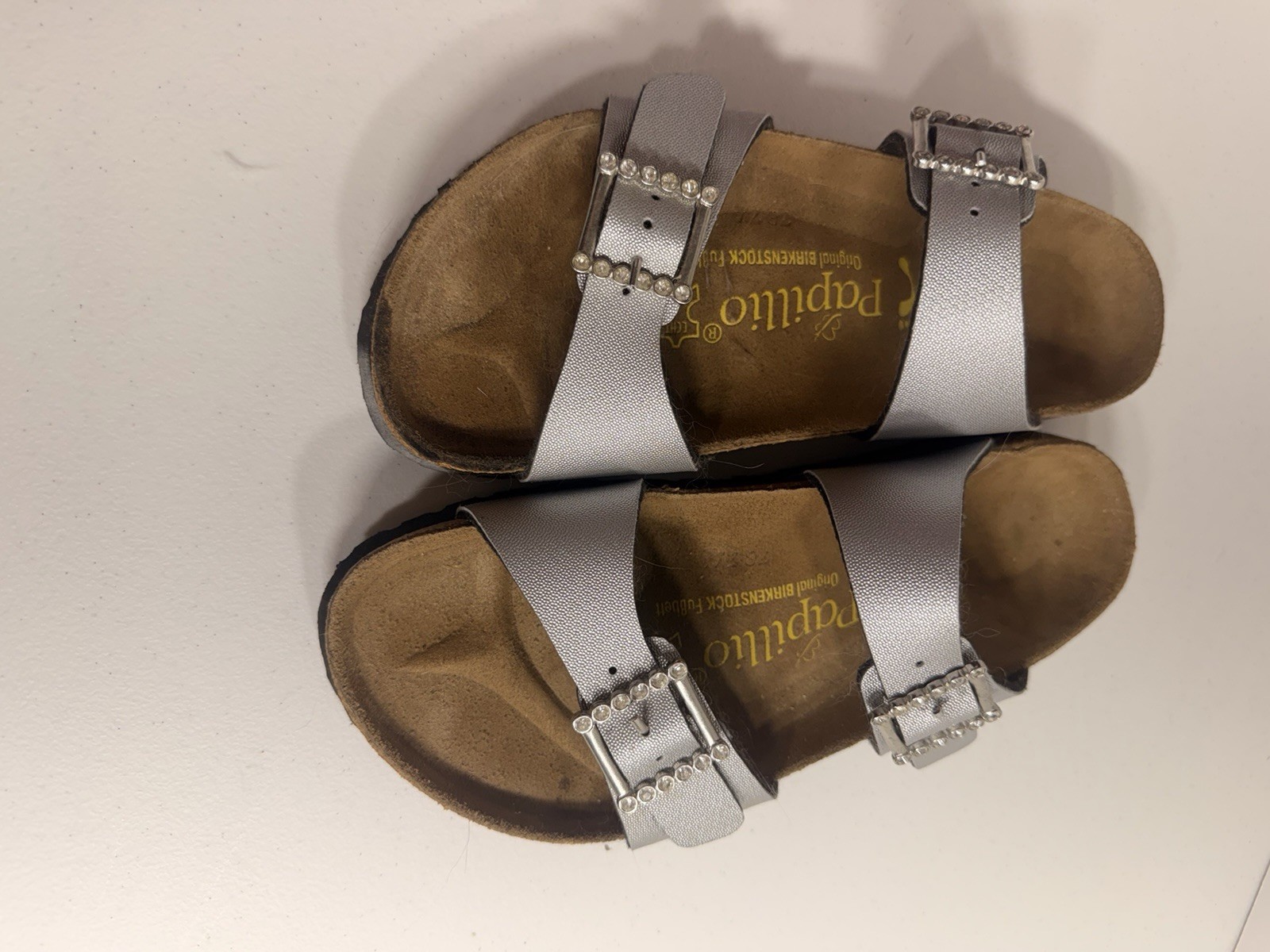 Papillio Birkenstock Arizona Sandals Women US 6 EU 36 Silver Rhinestone Buckle