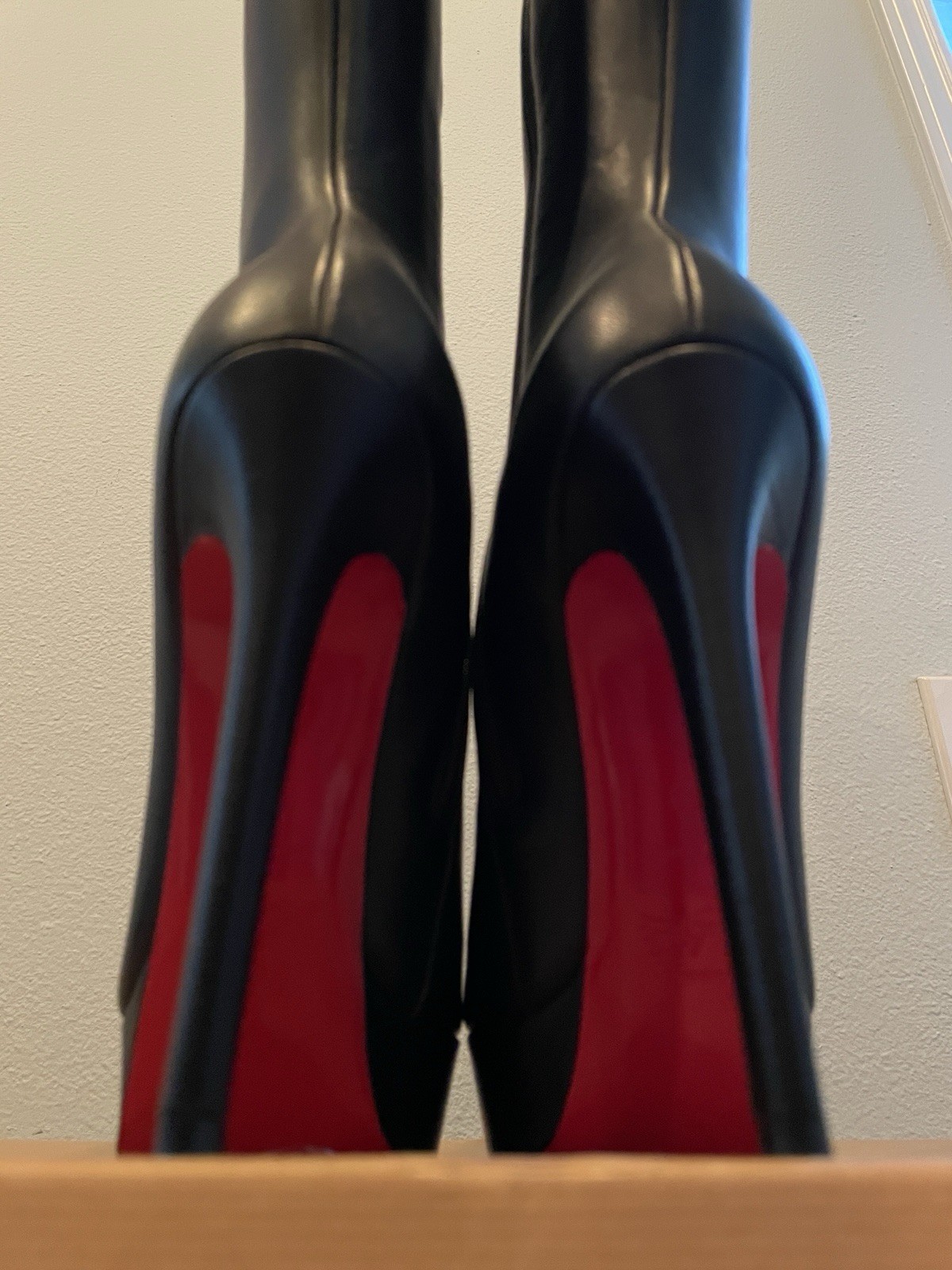 Christian Louboutin Bianca Botta 140 King Calf Black Knee High Boots 38