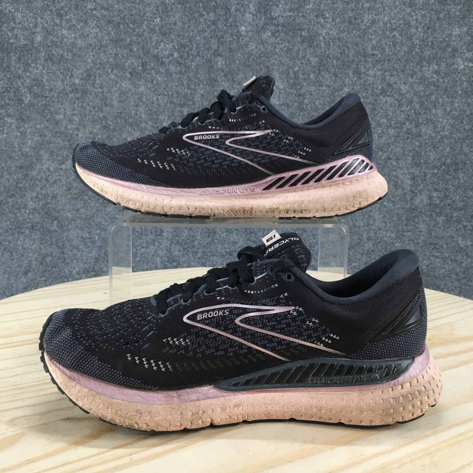 Brooks Shoes Womens 7 Glycerin GTS 19 Running Sneakers 1203441B074 Black Pink