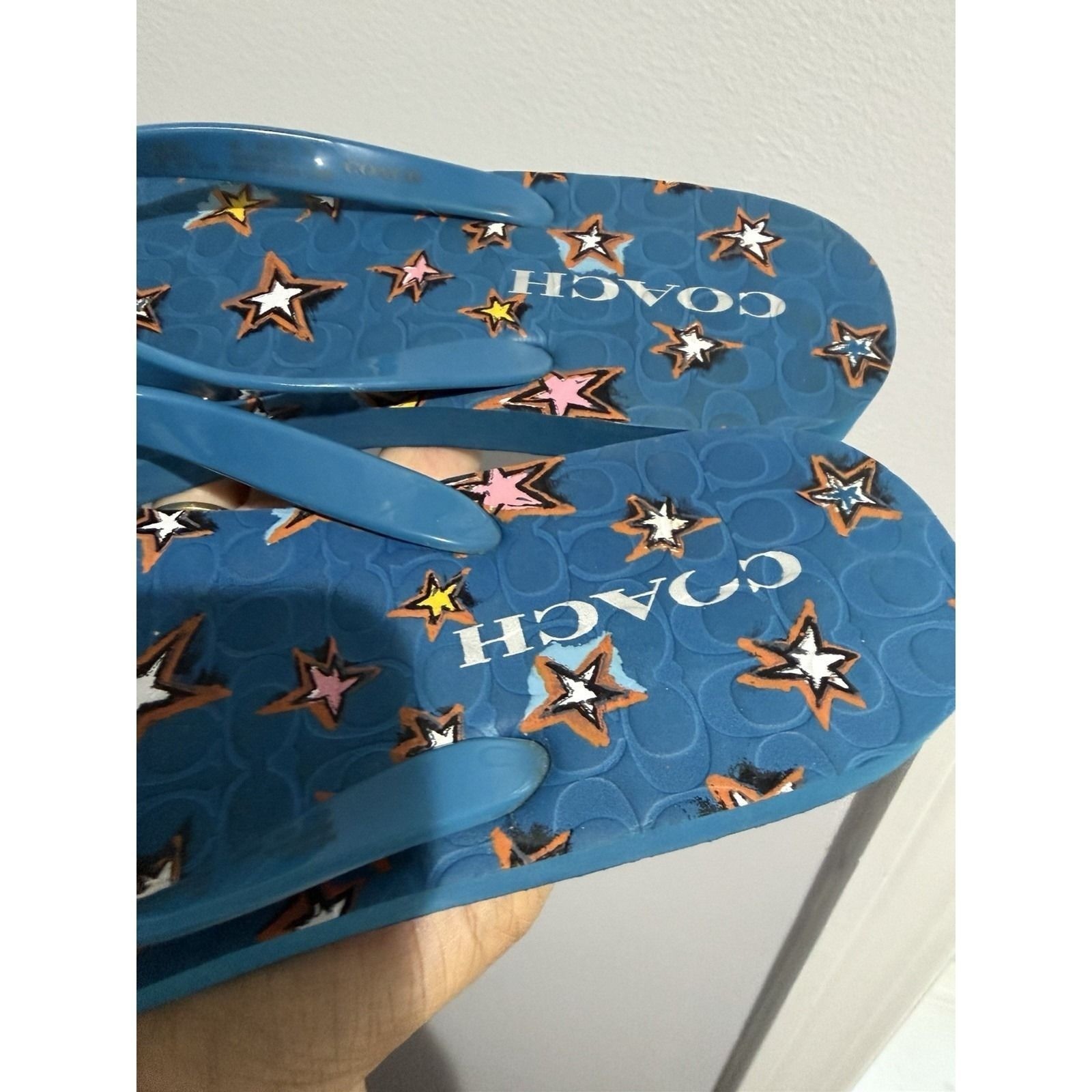 Coach Abbigail Sandals Flip Flops Star Denim Womens Size 8 Blue Z