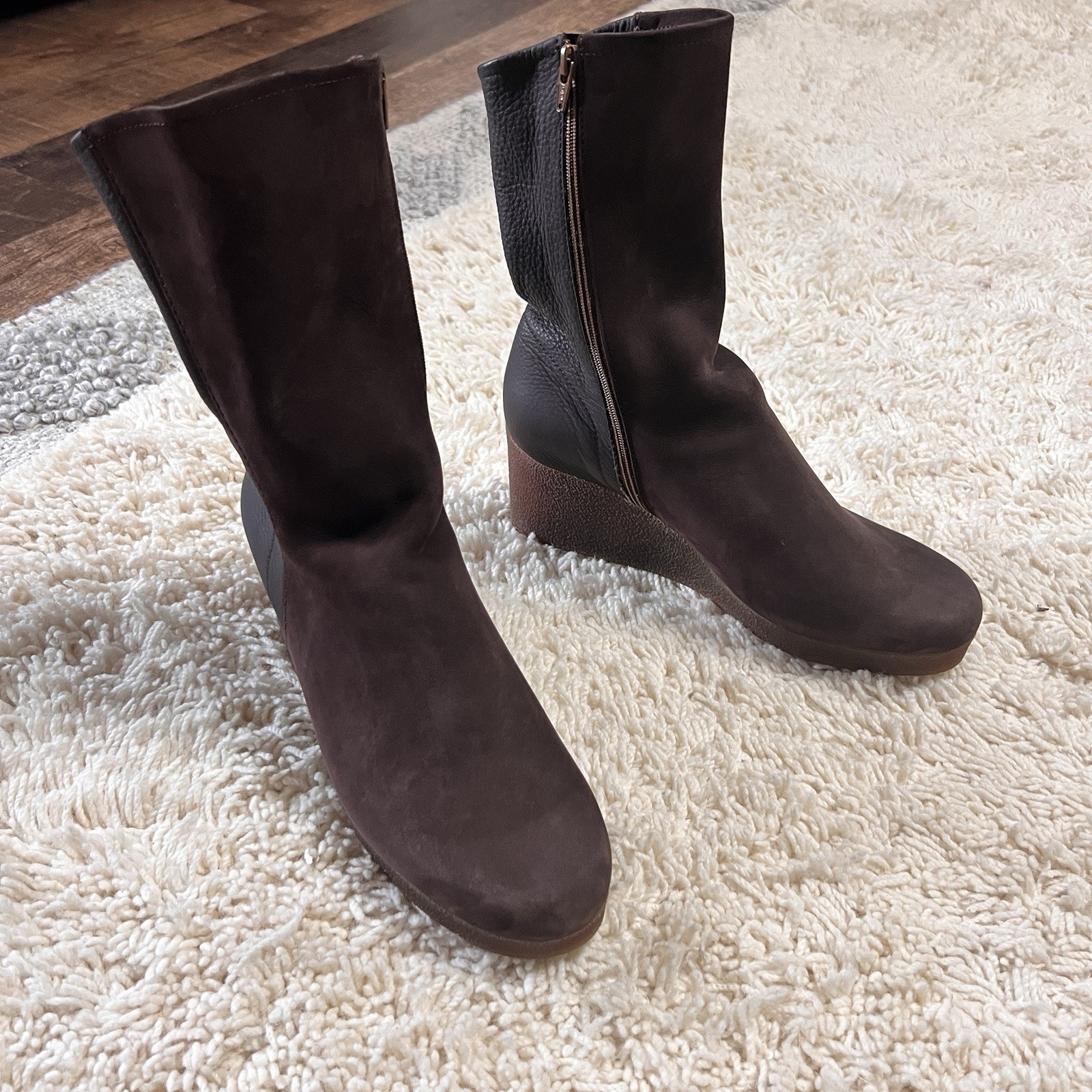 Arche Johaho Ankle Wedge Booties Leather Brown Comfort Boots Size 39 US 8