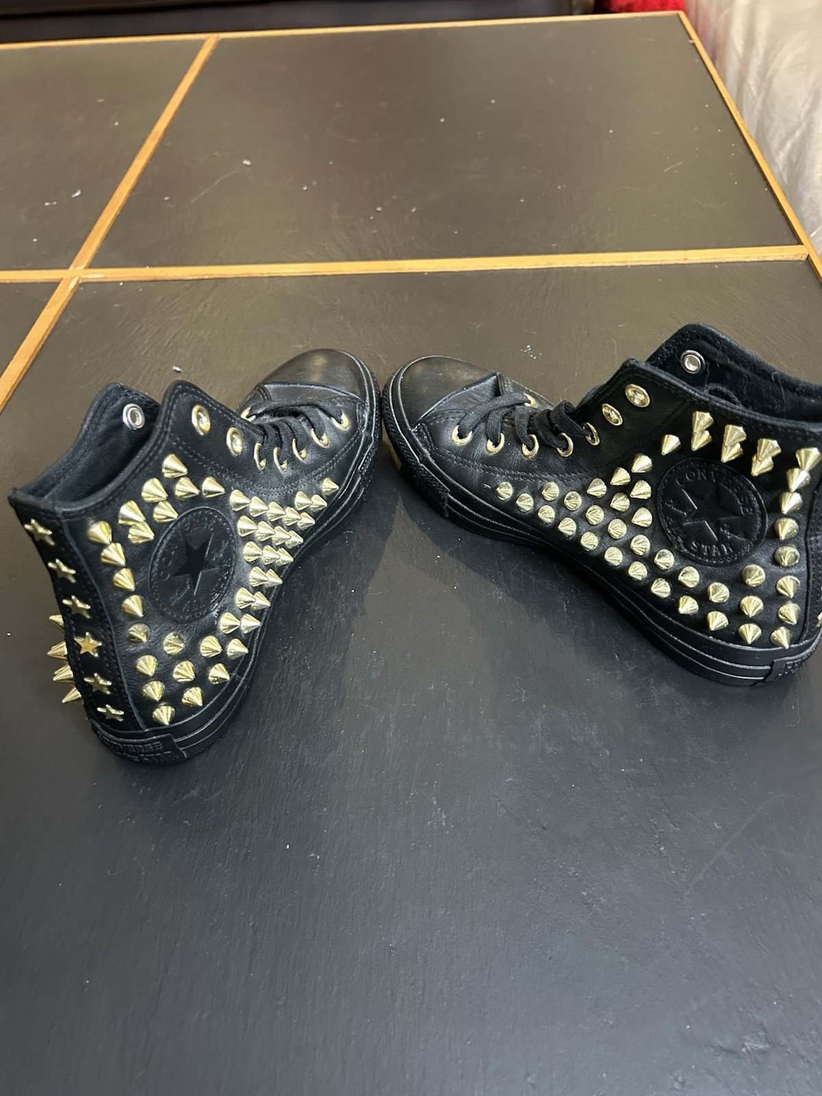 Converse Black with Gold Spikes Women’s Sneakers Size 7 NWOB