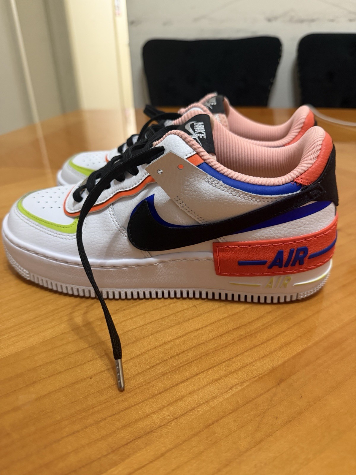 Nike Air Force 1 Shadow White Multi DV2186-100 Lace Up Leather Sneaker
