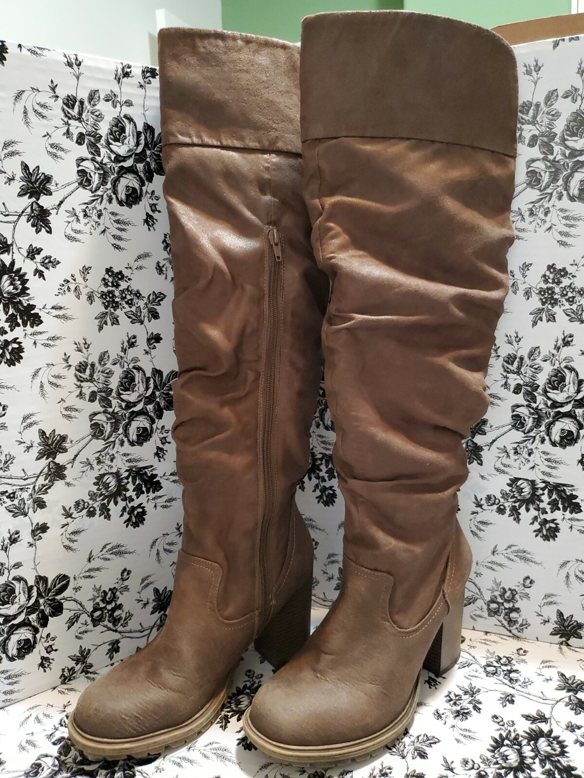 Seven 7 Dials Women’s Size 8 1/2 Senorita Brown Fabric Above Knee Boots