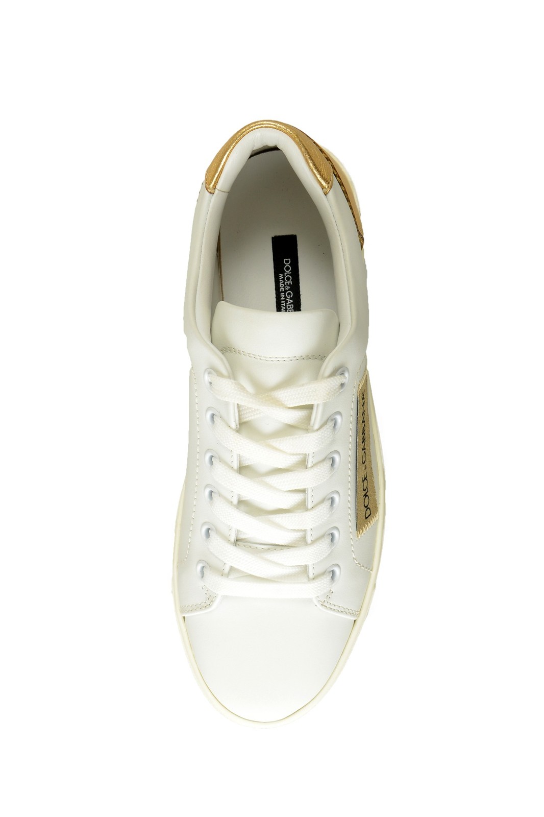 Dolce & Gabbana Women’s White & Gold Leather Sneakers Shoes US 6 IT 36