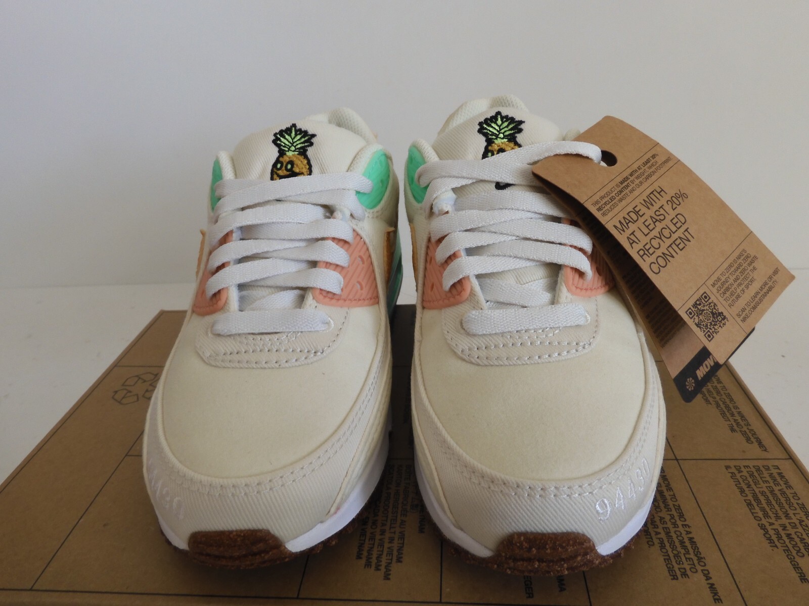 WMNS NIKE AIR MAX 90 LX «HAPPY PINEAPPLE» COCONUT MILK-GOLD SZ 5 [DC5211-100]