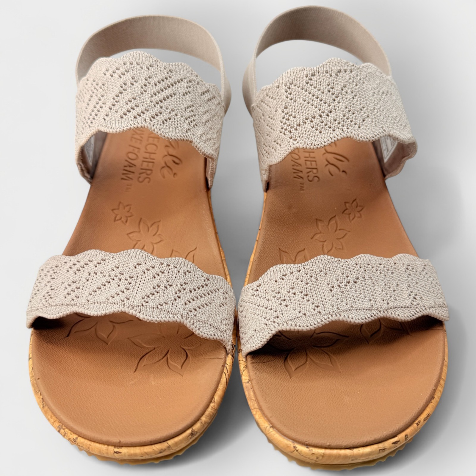 Skechers Beverlee Timeless Touch Wedge Sandal Women 11 Taupe Luxe Foam NWT