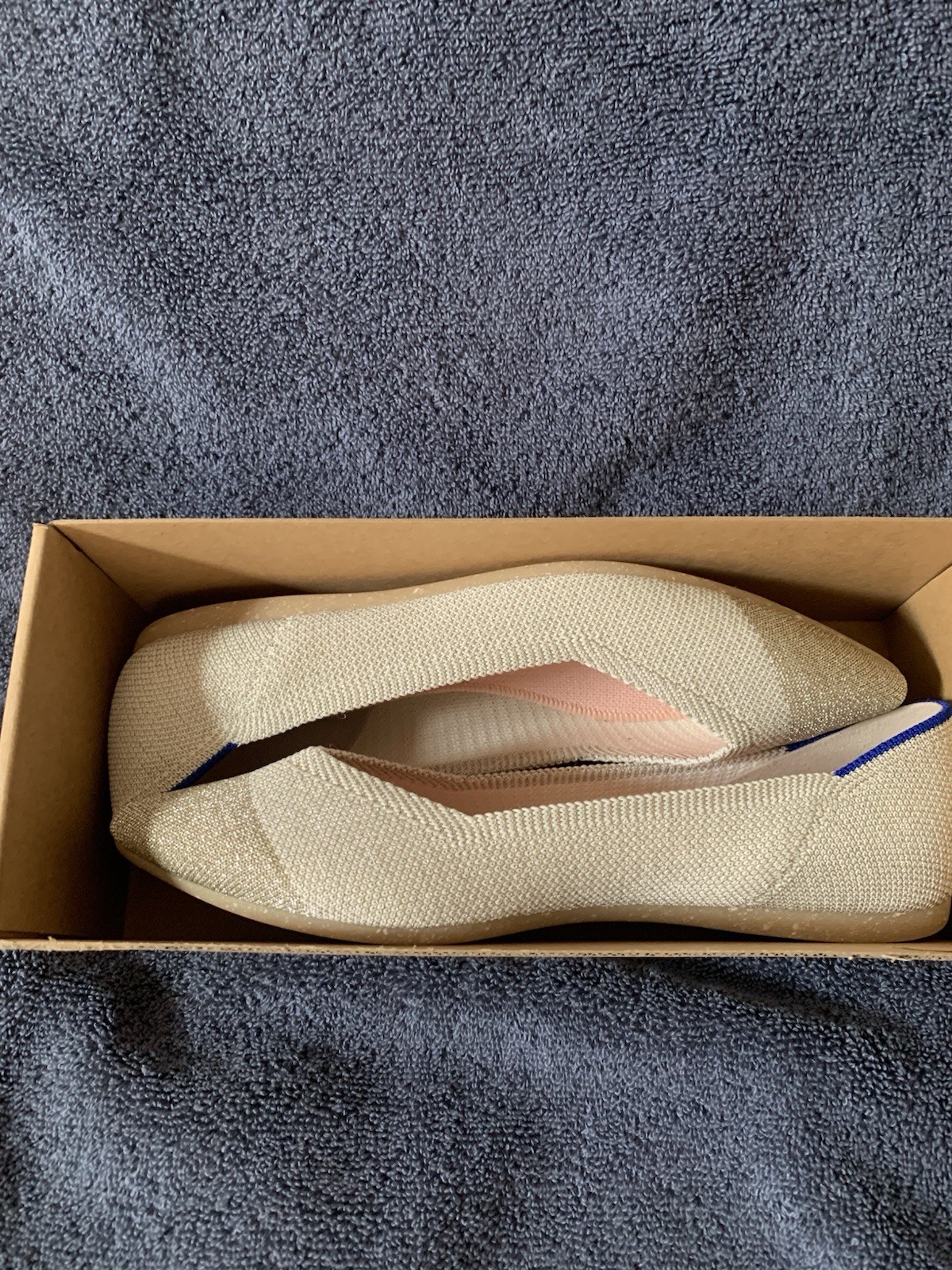 Rothy’s the point II Diamond Twill Pointed Toe Flats Shoes Metallic