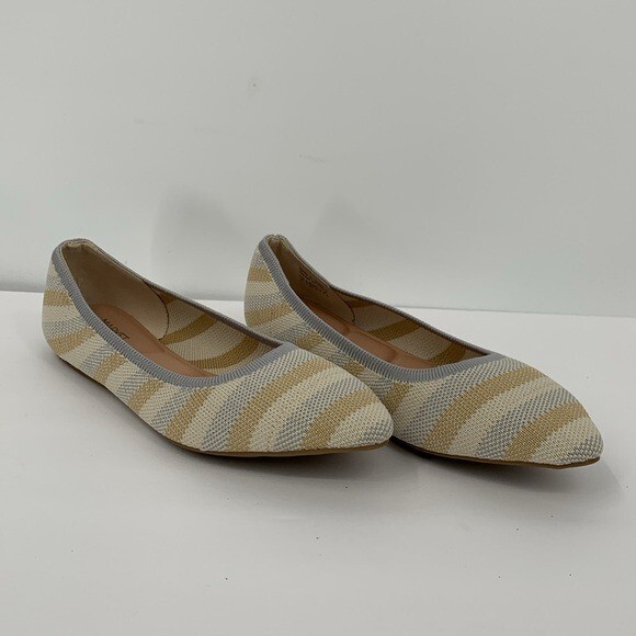 Market & Spruce Keeley woven knit ballet flat stripe stretch shoe tan new 8.5