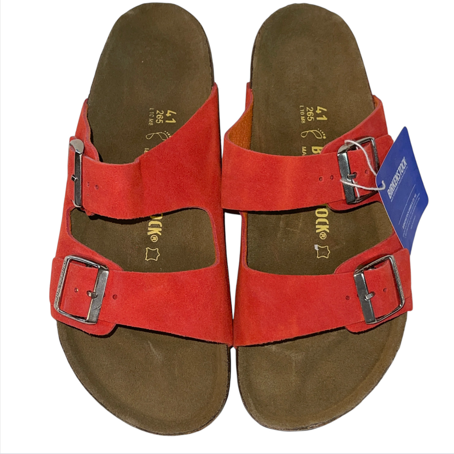 Birkenstock Arizona Birko-Flor Sandals Regular Wide Fit Sz 41 Women’s 10 Orange