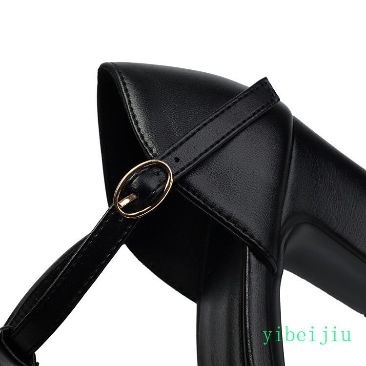 Women’s T Strap Mid Heel Shoes Leopard Leather Patchwork Dress Sandals Plus Size